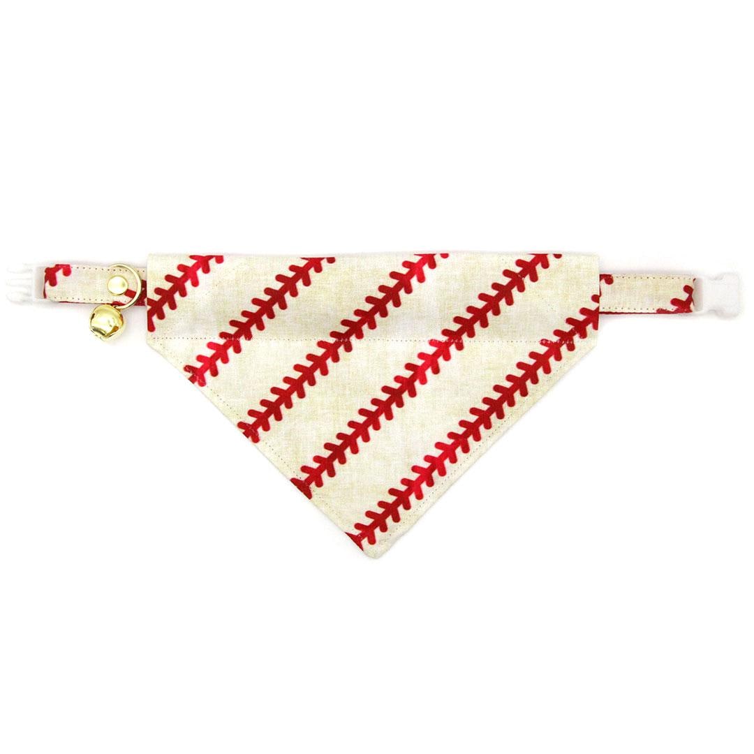 Cat Collar - "Baseball" - Red & White Baseball Cat Collar / Spring, Summer, Softball, Little League, American / Breakaway Buckle or Non-Breakaway / Cat, Kitten + Small Dog Sizes