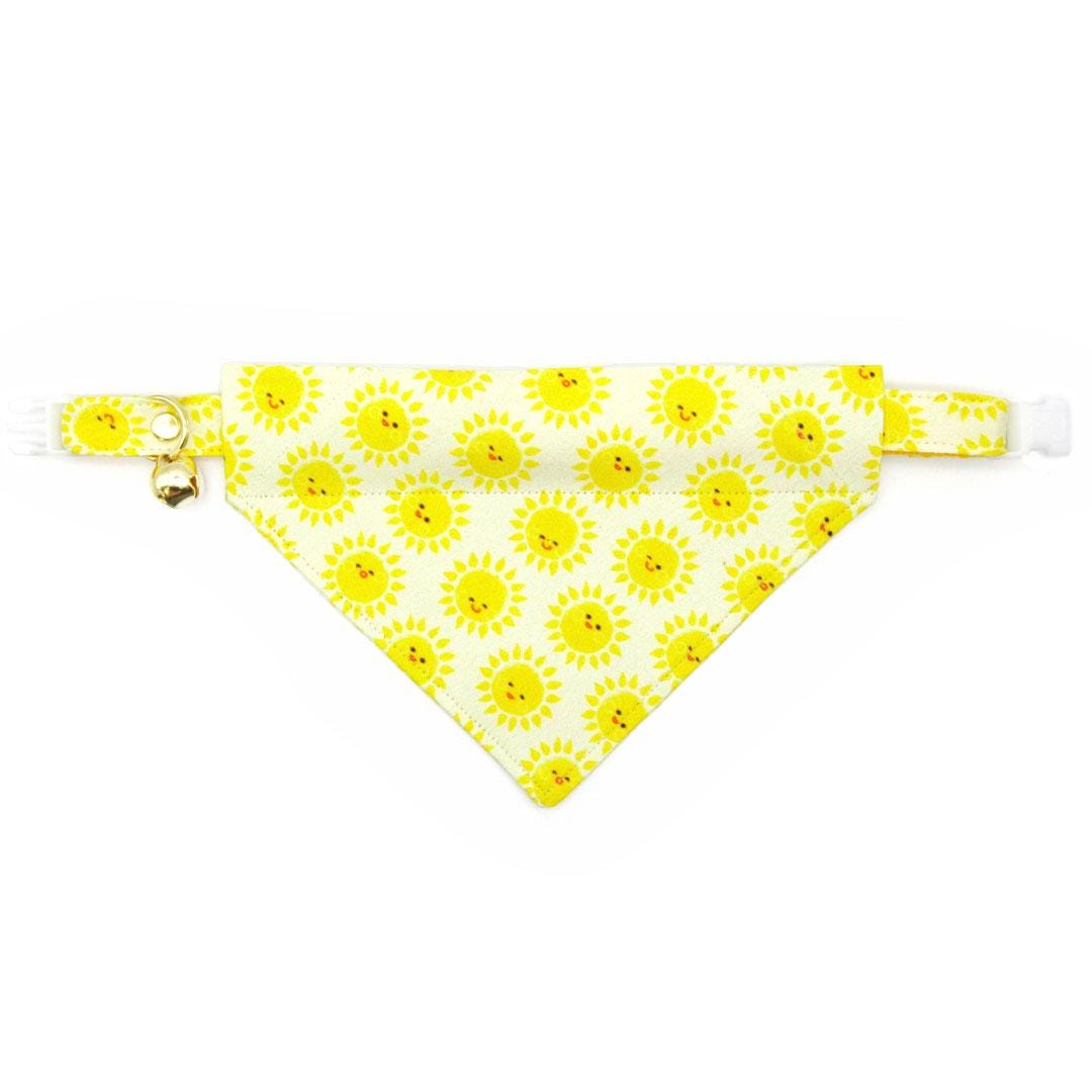 Cat Collar - "Sunshine" - Smiling Yellow Sun Cat Collar / Breakaway Buckle or Non-Breakaway / Cat, Kitten + Small Dog Sizes