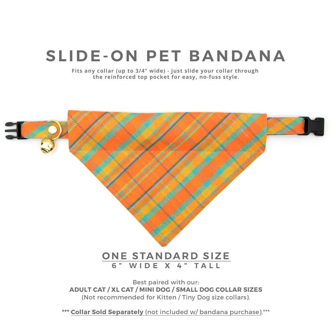 Cat Bandana - "Canyon Sunset" - Southwestern Orange Plaid Bandana for Cat + Small Dog / Slide-on Bandana / Over-the-Collar