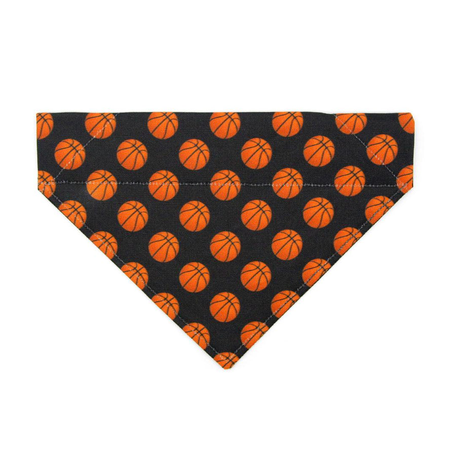 Basketball Cat Bandana - "Basketball" - Sports Bandana for Cat + Small Dog / Black & Orange / Slide-on Bandana / Over-the-Collar