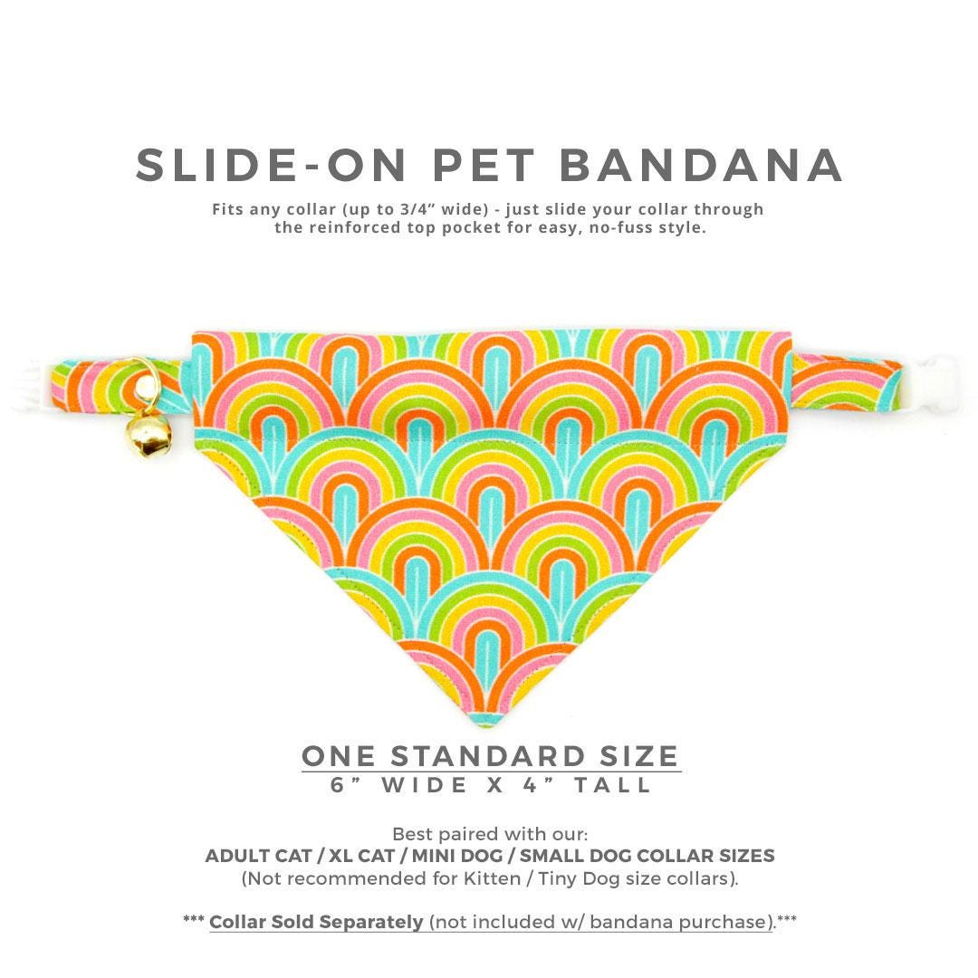 Retro Cat Bandana - "Groovy Rainbow" - Trippy Fun 60s 70s Bandana for Cat + Small Dog / Birthday, Disco, Hippie, Psychedelic, Fun / Slide-on Bandana / Over-the-Collar
