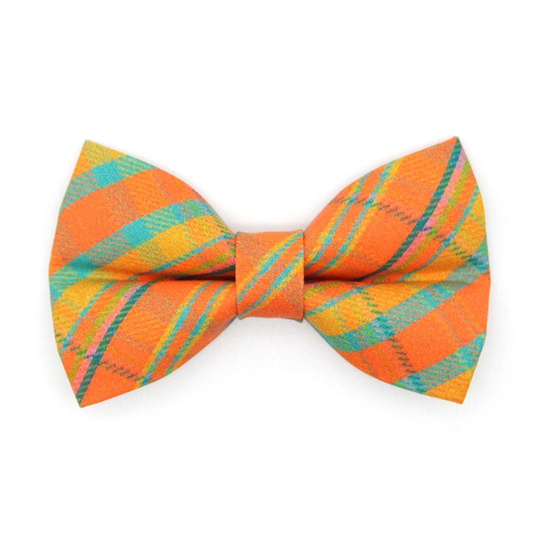 Plaid Cat Bow Tie - "Canyon Sunset" - Orange Plaid Bow Tie for Cat Collar / Southwestern, Summer, Fall / Cat, Kitten + Small Dog Bowtie