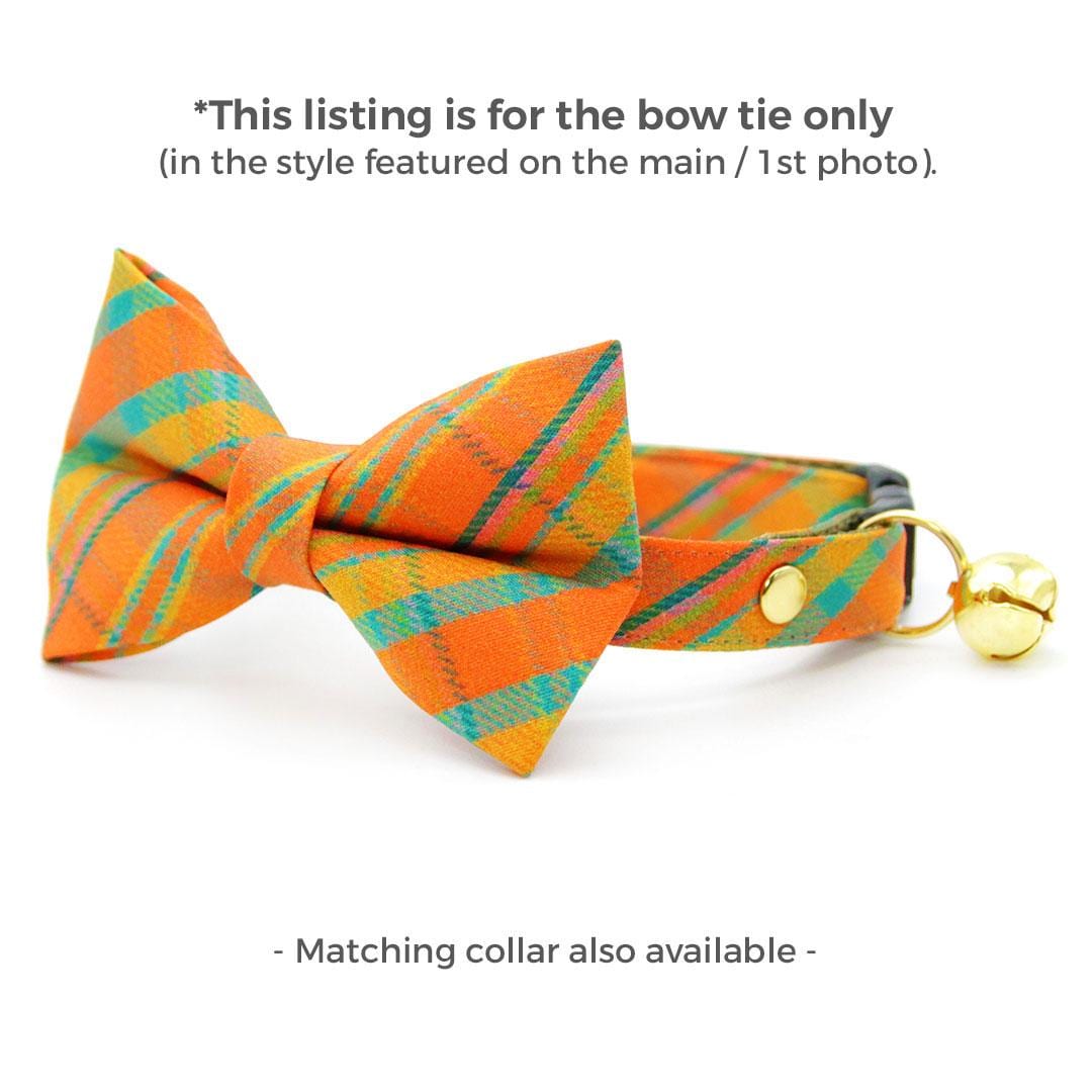 Plaid Cat Bow Tie - "Canyon Sunset" - Orange Plaid Bow Tie for Cat Collar / Southwestern, Summer, Fall / Cat, Kitten + Small Dog Bowtie