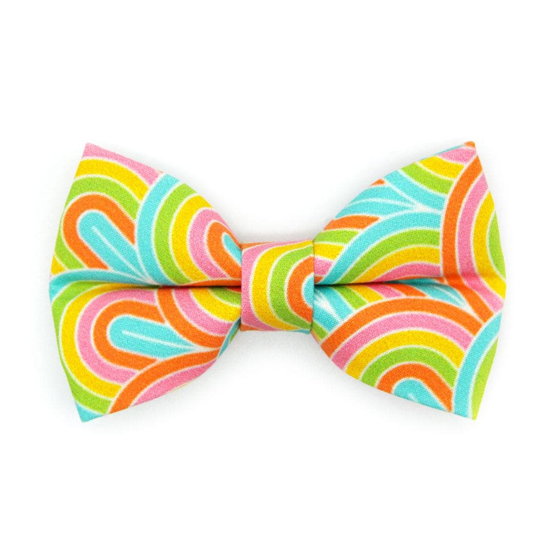 Retro Cat Bow Tie - "Groovy Rainbow" - Trippy 60s 70s Bow Tie for Cat Collar / Fun, Hippie, Disco, Birthday / Cat, Kitten + Small Dog Bowtie