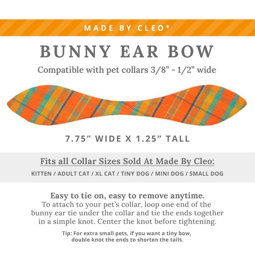 Cat Collar & Bunny Ear Bow Set - "Canyon Sunset" - Orange, Pink & Teal Plaid Cat Collar w/ Matching Bunny Bow Tie / Tie-On Scarf / Cat, Kitten + Small Dog Sizes
