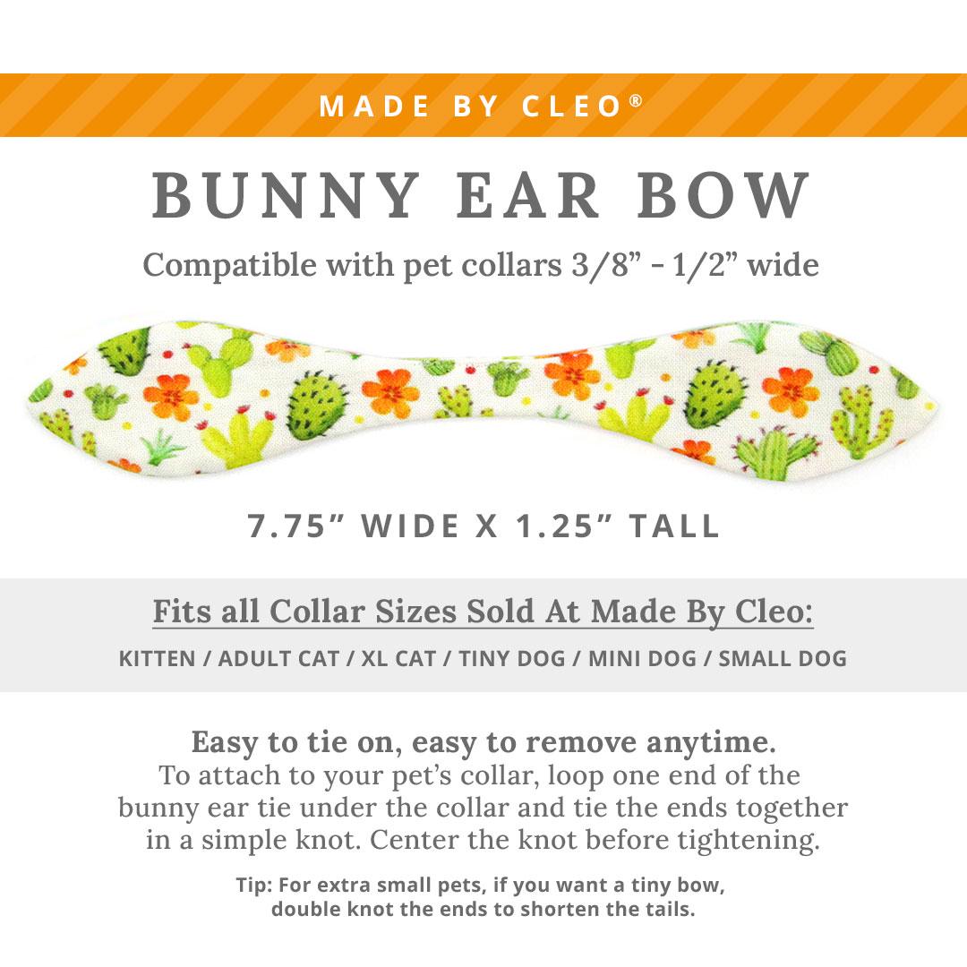 Cat Collar & Bunny Ear Bow Set - "Desert Dreams" - Green Cactus Cat Collar w/ Matching Bunny Bow Tie / Southwestern, Succulent, Plant / Tie-On Scarf / Cat, Kitten + Small Dog Sizes