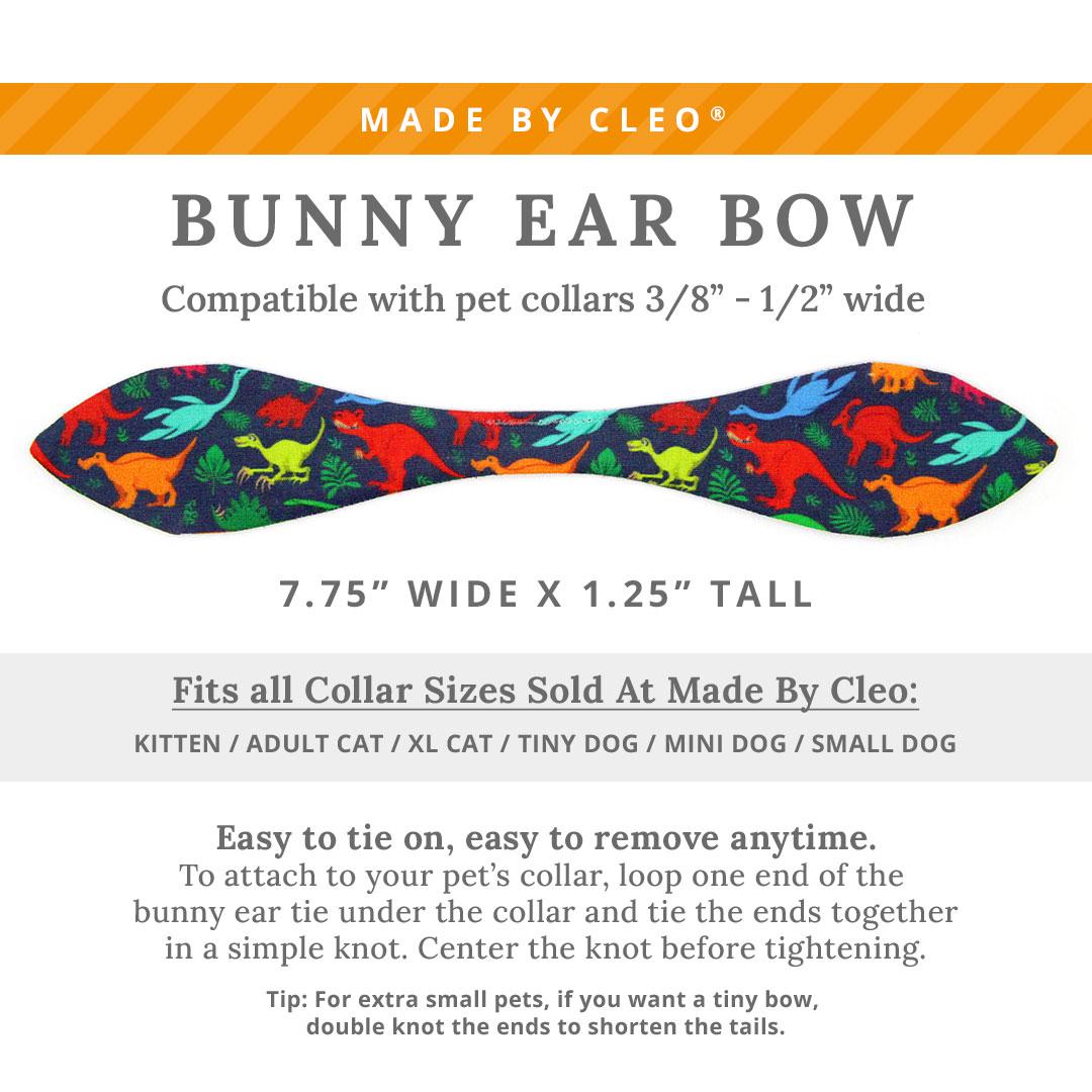 Cat Collar & Bunny Ear Bow Set - "Dinosaurus Rex" - Dinosaur Cat Collar w/ Matching Bunny Bow Tie / Tie-On Scarf / Cat, Kitten + Small Dog Sizes