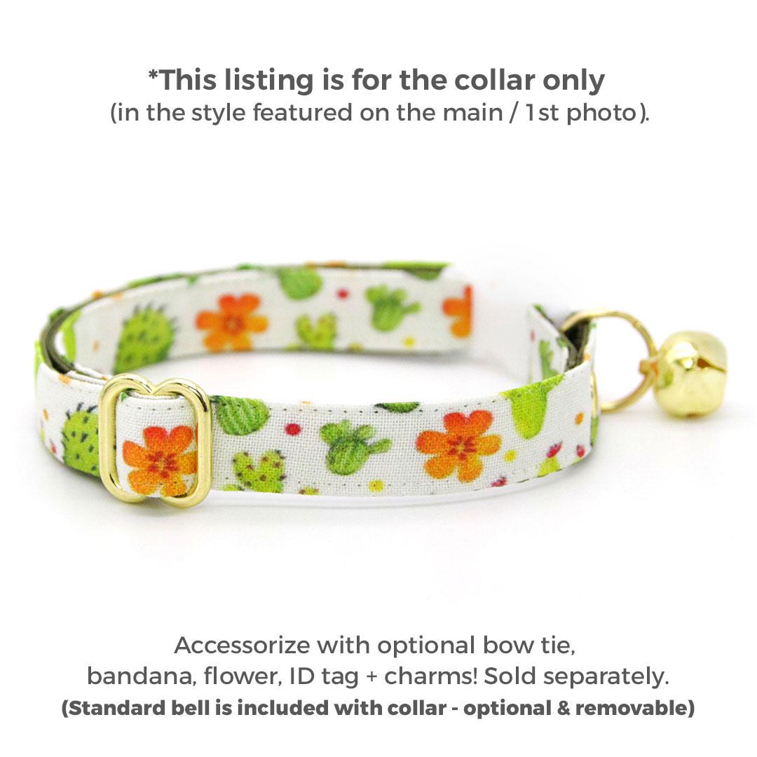 Cactus Cat Collar - "Desert Dreams" - Southwestern Desert Cat Collar / Saguaro, Prickly Pear, Agave, Succulent Plant Lover / Breakaway Buckle or Non-Breakaway / Cat, Kitten + Small Dog Sizes