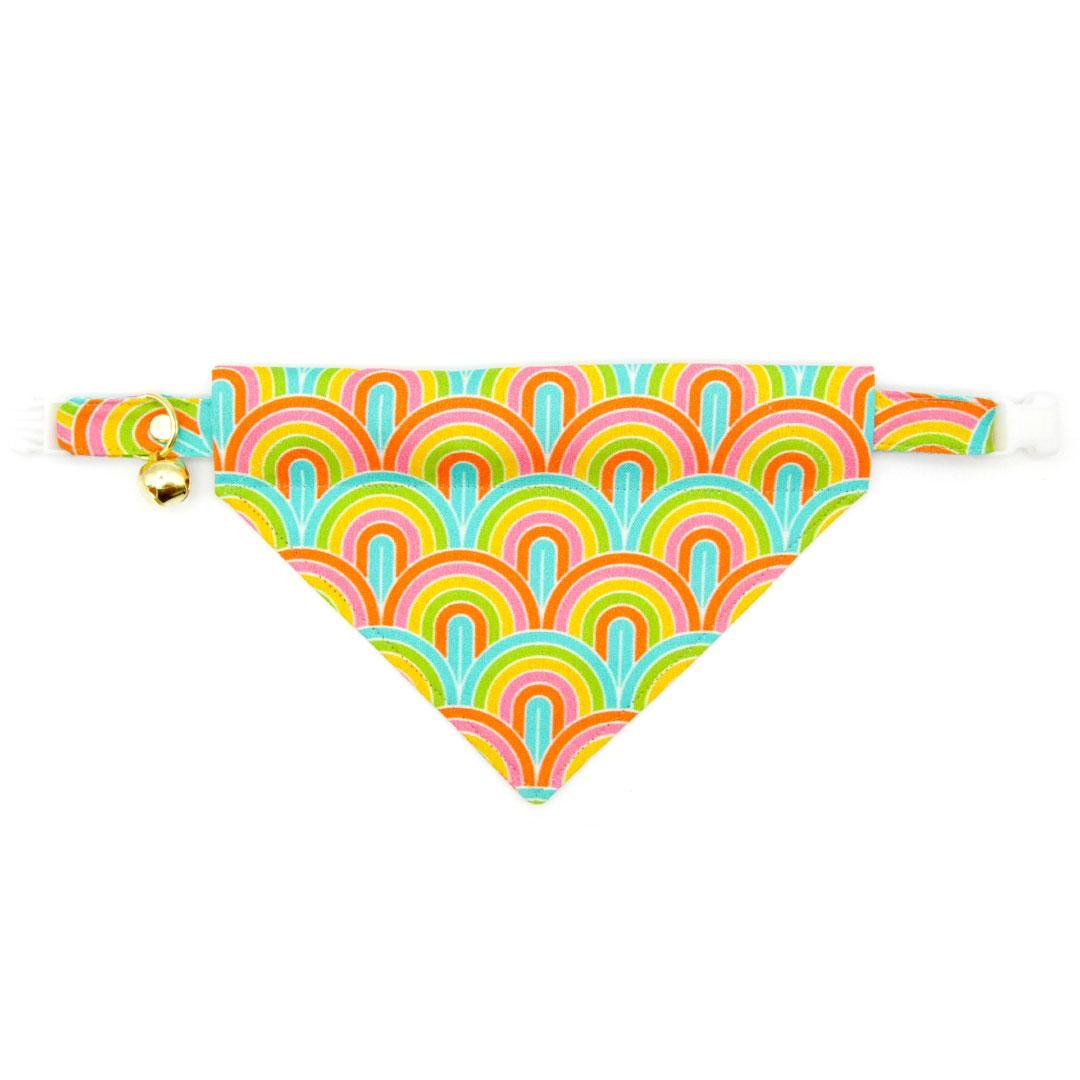 Cat Collar - "Groovy Rainbow" - Fun Retro 60s 70s Cat Collar / Hippie Trippy Colorful Disco Psychedelic / Breakaway Buckle or Non-Breakaway / Cat, Kitten + Small Dog Sizes