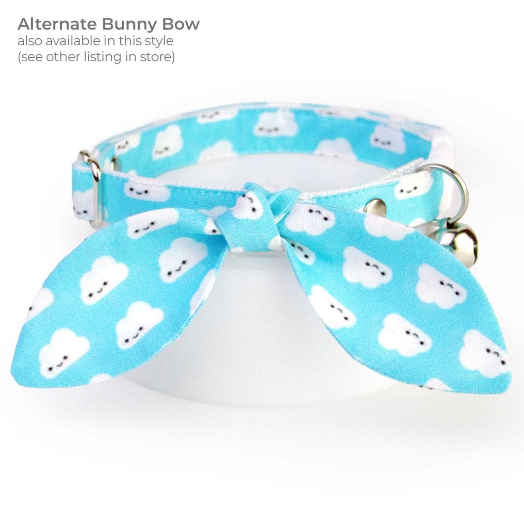 Cloud Cat Bandana - "Happy Clouds" - Cute Kawaii Sky Blue Cloud Bandana for Cat + Small Dog / Birthday, Fun / Slide-on Bandana / Over-the-Collar