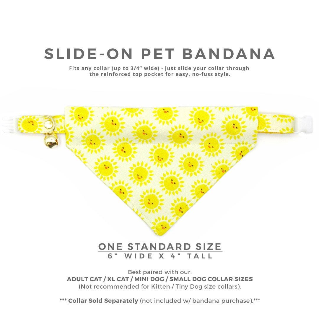 Sun Cat Bandana - "Sunshine" - Cute Yellow Sun Bandana for Cat + Small Dog / Kawaii, Birthday, Fun / Slide-on Bandana / Over-the-Collar