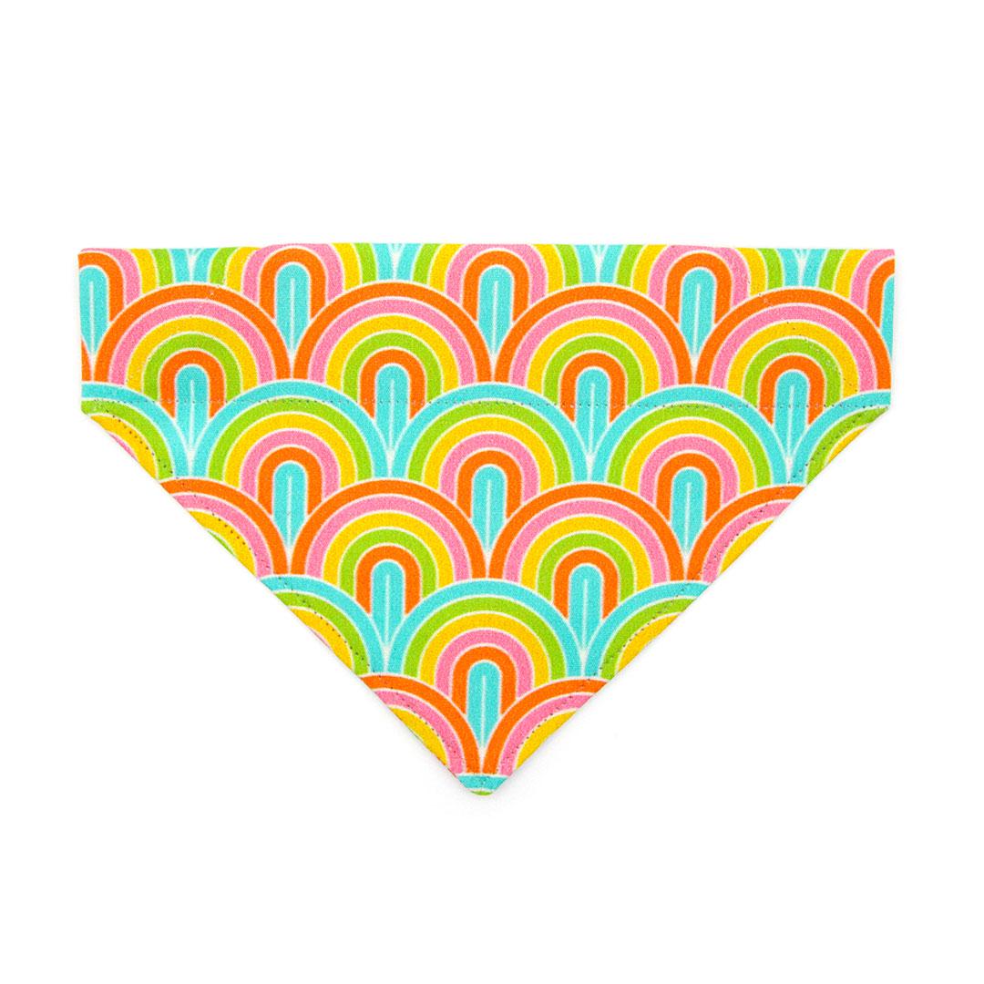 Retro Cat Bandana - "Groovy Rainbow" - Trippy Fun 60s 70s Bandana for Cat + Small Dog / Birthday, Disco, Hippie, Psychedelic, Fun / Slide-on Bandana / Over-the-Collar