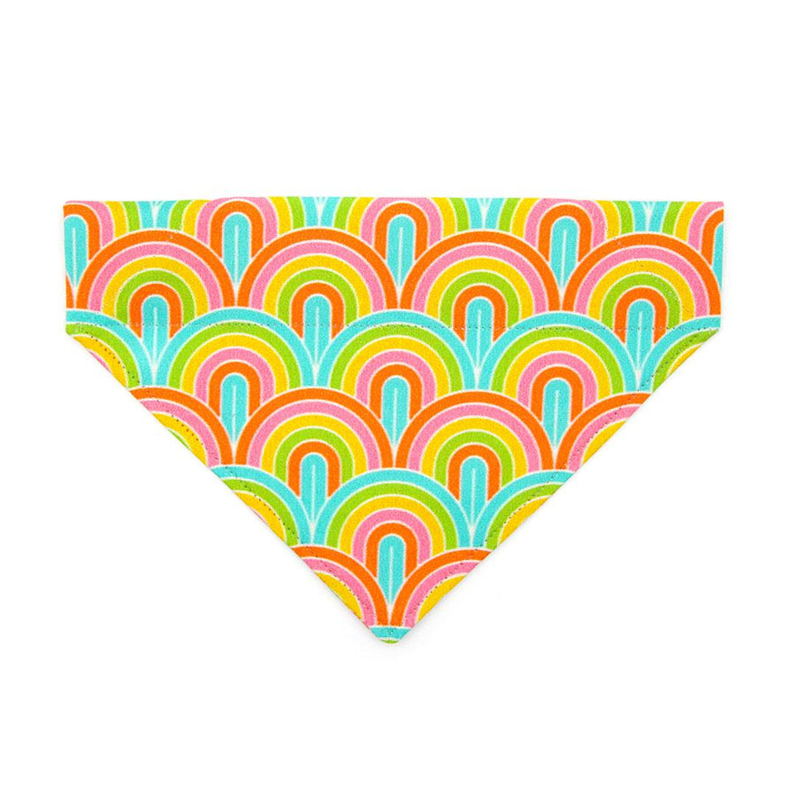 Retro Cat Bandana - "Groovy Rainbow" - Trippy Fun 60s 70s Bandana for Cat + Small Dog / Birthday, Disco, Hippie, Psychedelic, Fun / Slide-on Bandana / Over-the-Collar