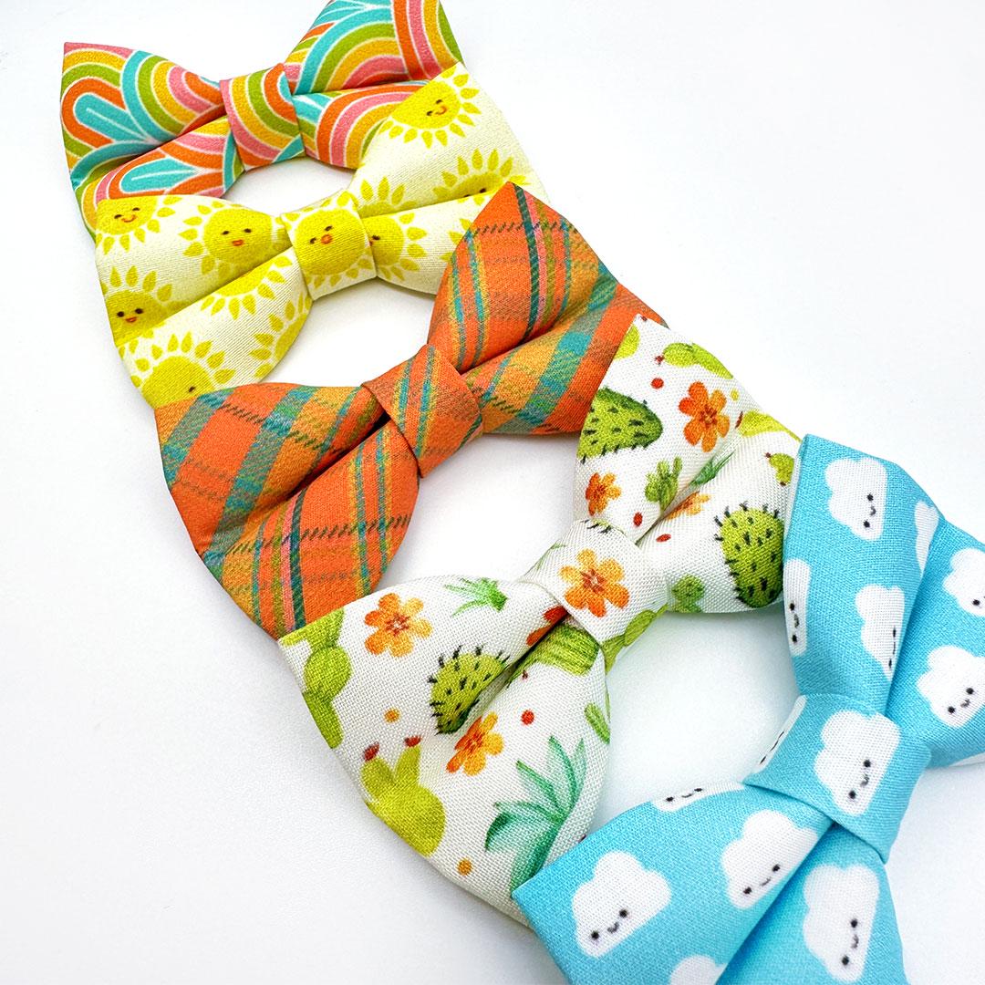 Bow Tie Cat Collar Set - "Canyon Sunset" - Orange Plaid Cat Collar with Bow Tie / Cat, Kitten, Small Dog Sizes