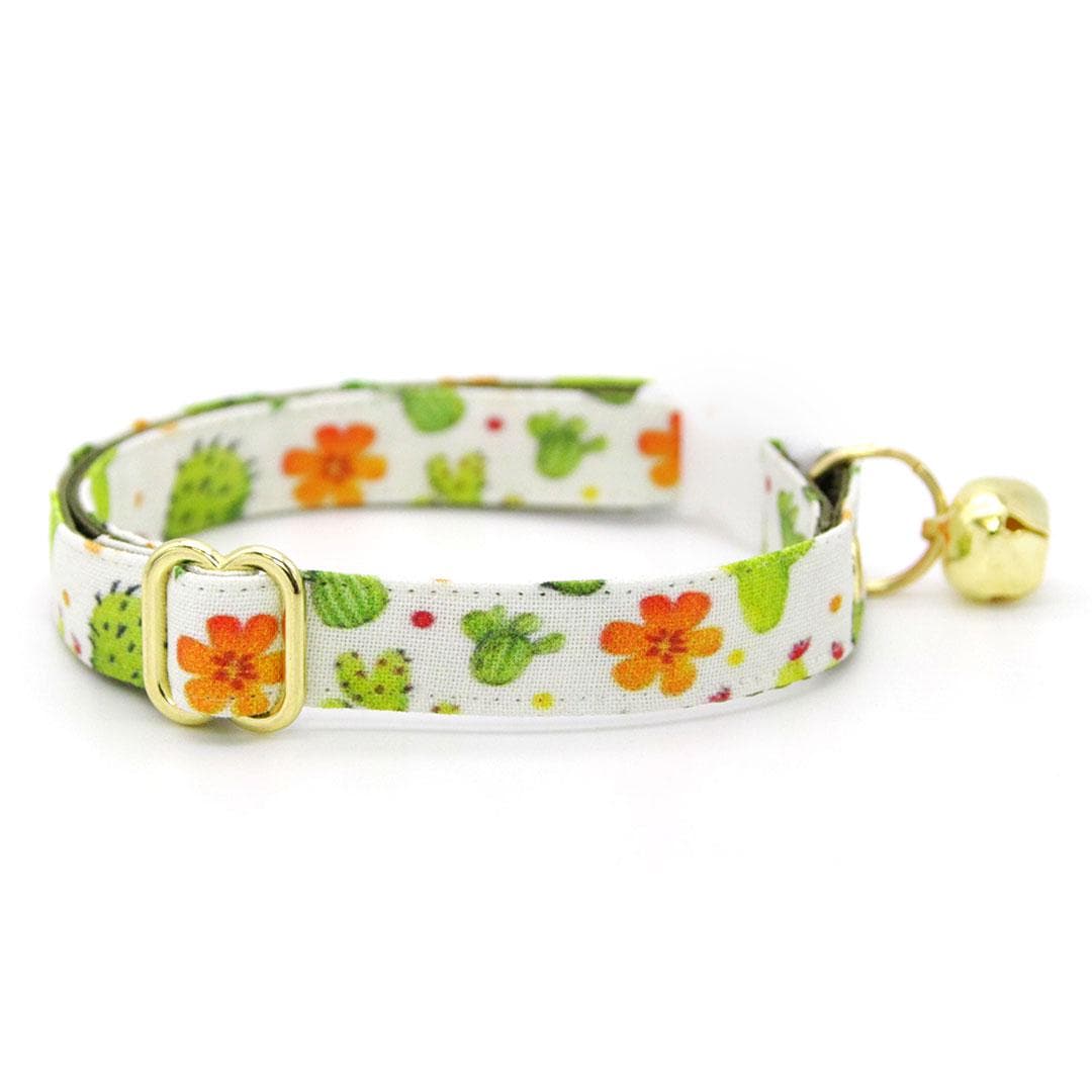 Bow Tie Cat Collar Set - "Desert Dreams" - Green Cactus Cat Collar w/ Matching Bowtie / Southwestern, Saguaro, Prickly Pear, Succulent Plants / Cat + Small Dog