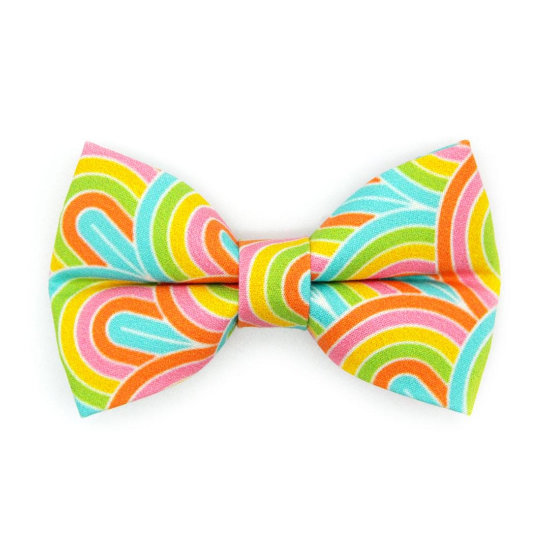 Bow Tie Cat Collar Set - "Groovy Rainbow" - Fun Retro 60s 70s Cat Collar with Bow Tie / Birthday / Cat, Kitten, Small Dog Sizes