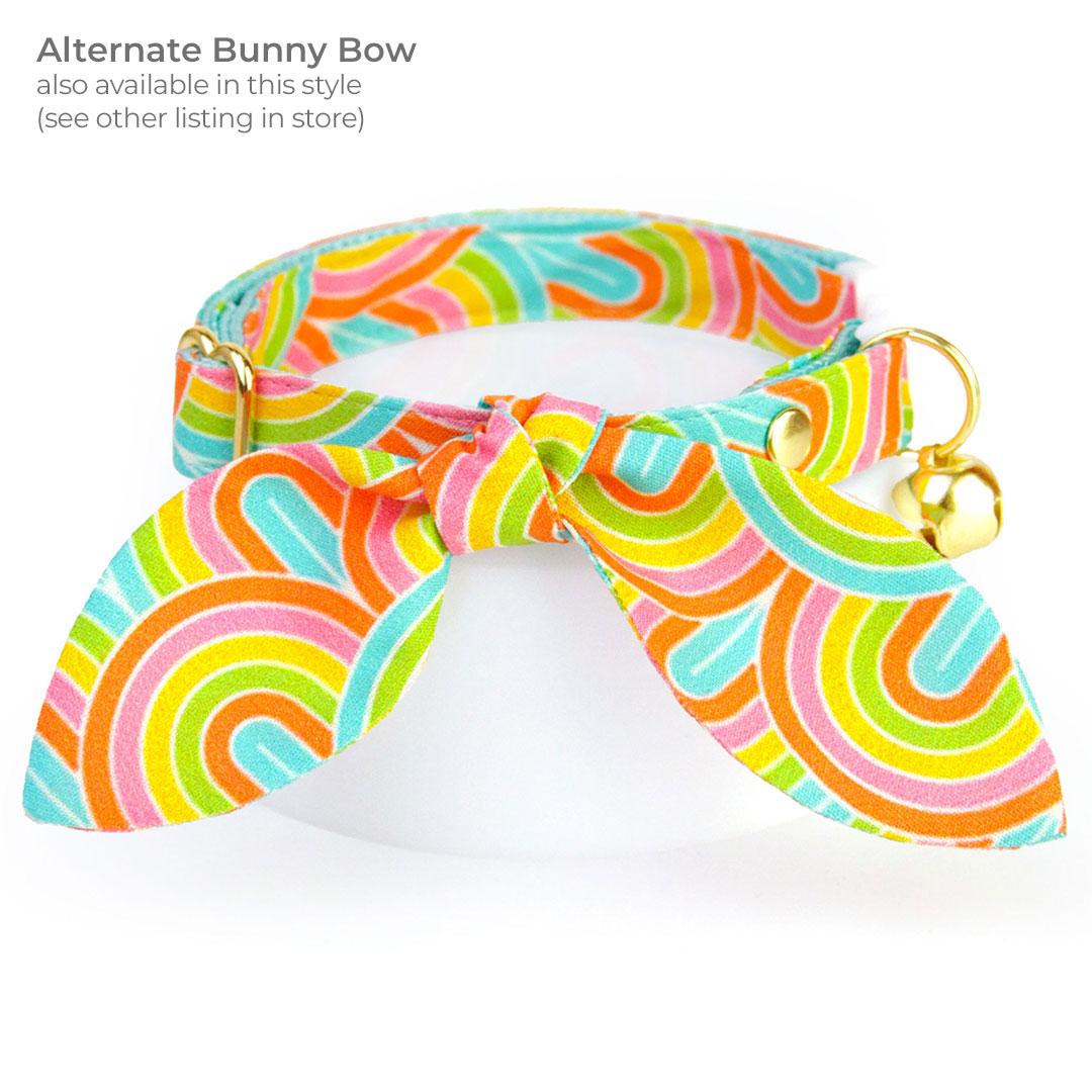 Bow Tie Cat Collar Set - "Groovy Rainbow" - Fun Retro 60s 70s Cat Collar with Bow Tie / Birthday / Cat, Kitten, Small Dog Sizes