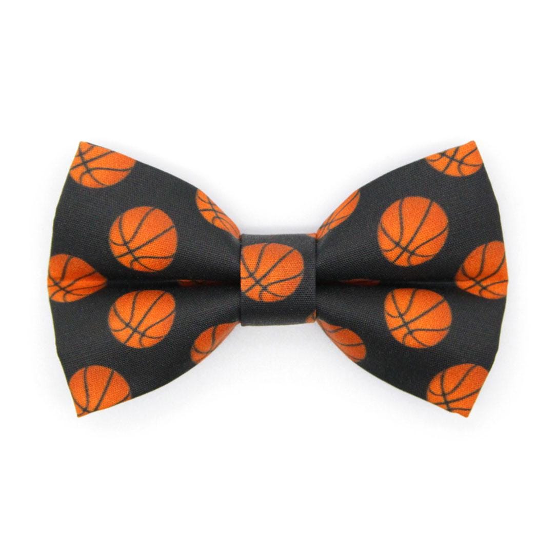 Bow Tie Cat Collar Set - "Basketball" - Orange & Black Basketball Cat Collar + Matching Bowtie / Sports, NBA / Cat, Kitten, Small Dog