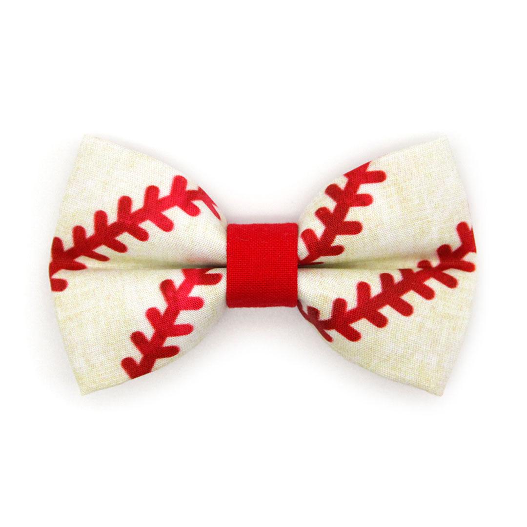 Bow Tie Cat Collar Set - "Baseball" - Red & White Baseball Cat Collar + Matching Bowtie / Summer Sports, Softball, MLB, Little League / Cat, Kitten, Small Dog
