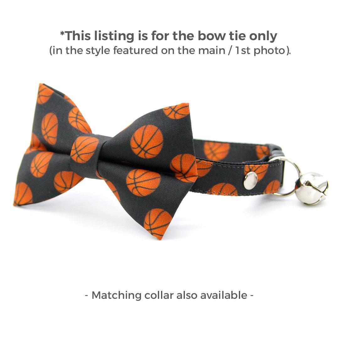 Basketball Cat Bow Tie - "Basketball" - Sports Bow Tie for Cat Collar / Sporty, NBA / Cat, Kitten + Small Dog Bowtie