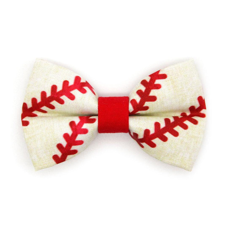 Baseball Cat Bow Tie - "Baseball" - Red Sports Bow Tie for Cat Collar / Little League, Softball, MLB, Summer / Cat, Kitten + Small Dog Bowtie