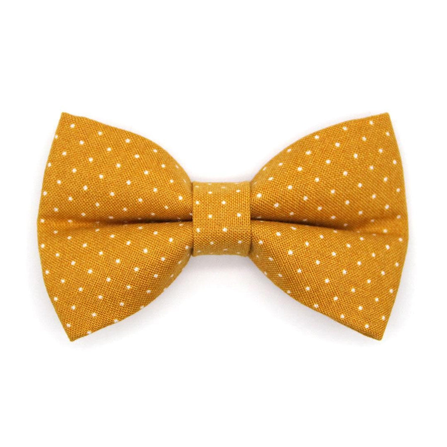 Caramel Cat Bow Tie - "Toffee" - Gold Polka Dot Bow Tie for Cat Collar / Fall, Mustard, Yellow, Wedding / Cat, Kitten + Small Dog Bowtie