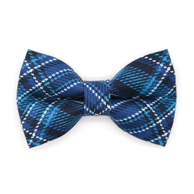 Blue Cat Bow Tie - "Echo Peak" - Plaid Bow Tie for Cat Collar / Fall, Winter, Male, Boy Cat, Masculine / Cat, Kitten + Small Dog Bowtie