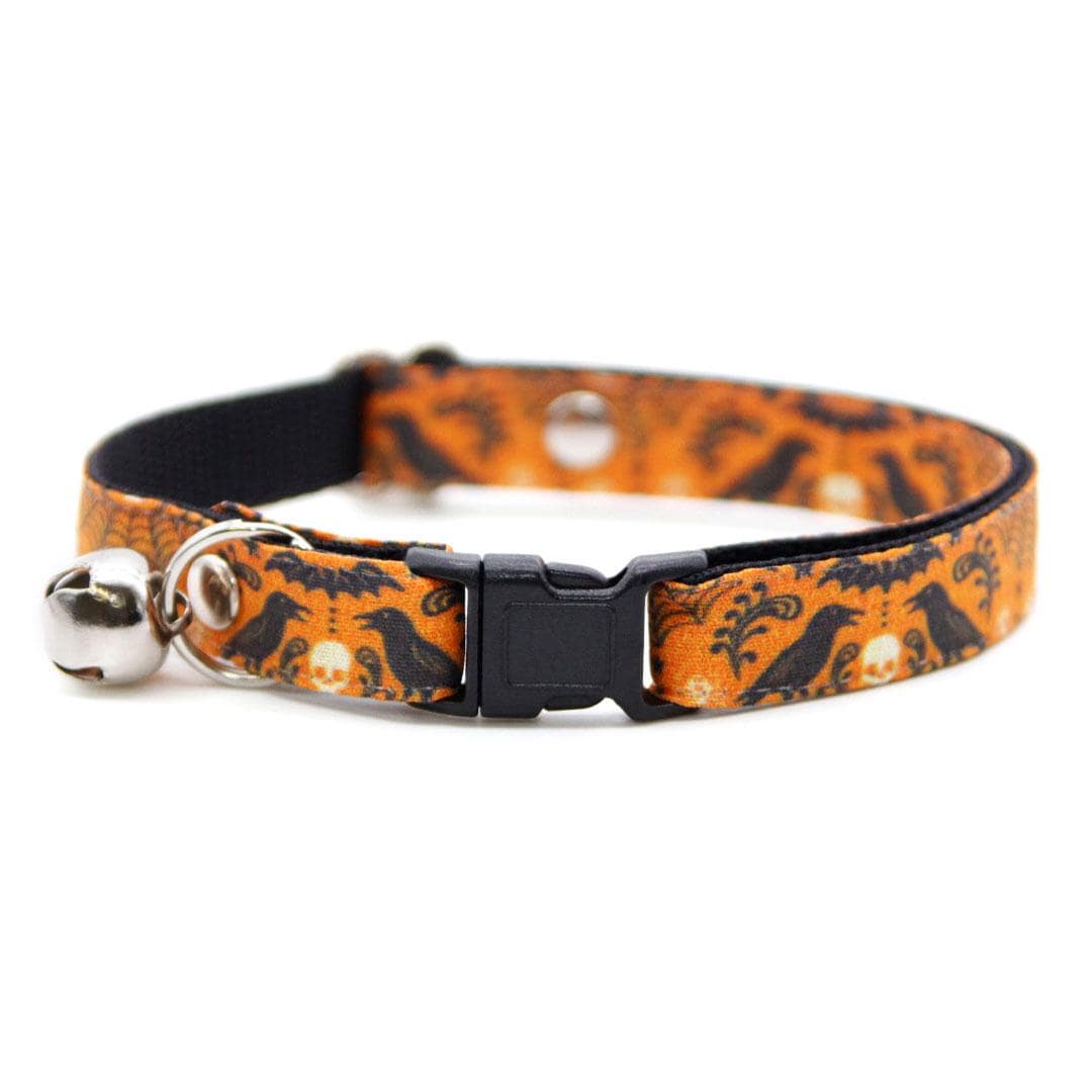 Halloween Bow Tie Cat Collar Set - "Nevermore" - Skull & Raven Cat Collar with Bow Tie / Spooky, Gothic, Elegant, Edgar Allen Poe / Cat, Kitten, Small Dog Sizes