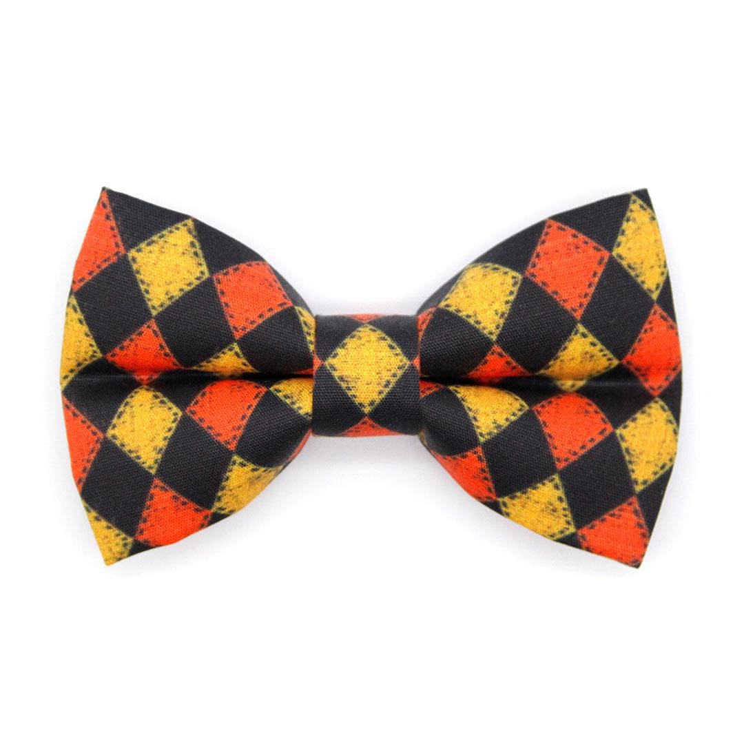 Bow Tie Cat Collar Set - "Haunted Harlequin" - Jester Cat Collar with Bow Tie / Clown, Joker, Carnival, Checkered, Racing / Cat, Kitten, Small Dog Sizes