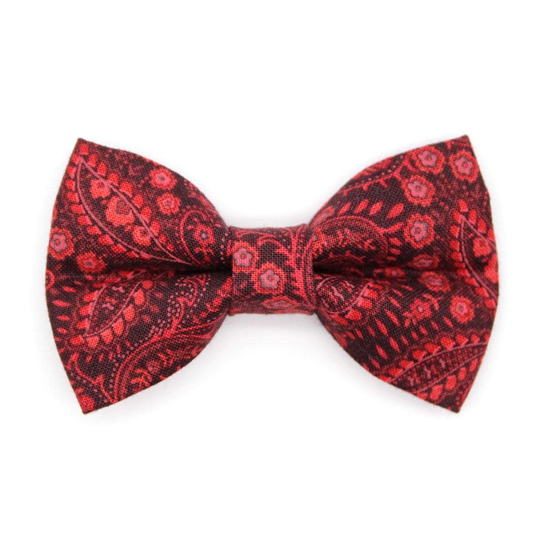 Bow Tie Cat Collar Set - "Tapestry" - Burgundy Red Paisley Cat Collar with Bow Tie / Fall, Thanksgiving, Holiday / Cat, Kitten, Small Dog Sizes