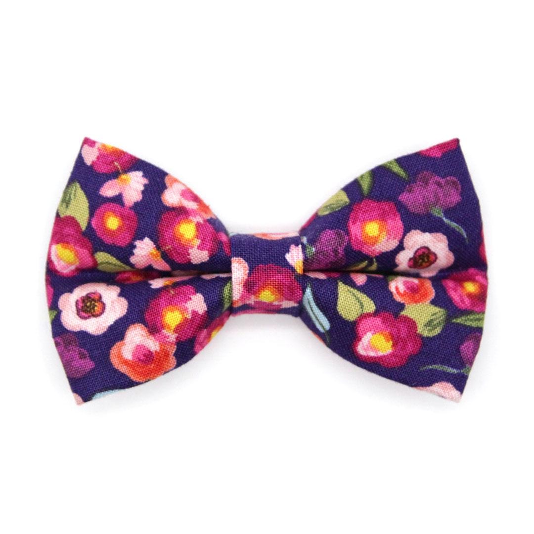Bow Tie Cat Collar Set - "Plum Blossom" - Floral Purple Cat Collar with Bow Tie / Cat, Kitten, Small Dog Sizes