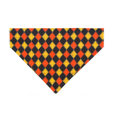Halloween Cat Bandana - "Haunted Harlequin" - Jester Bandana for Cat + Small Dog / Joker, Clown, Carnival / Slide-on Bandana / Over-the-Collar