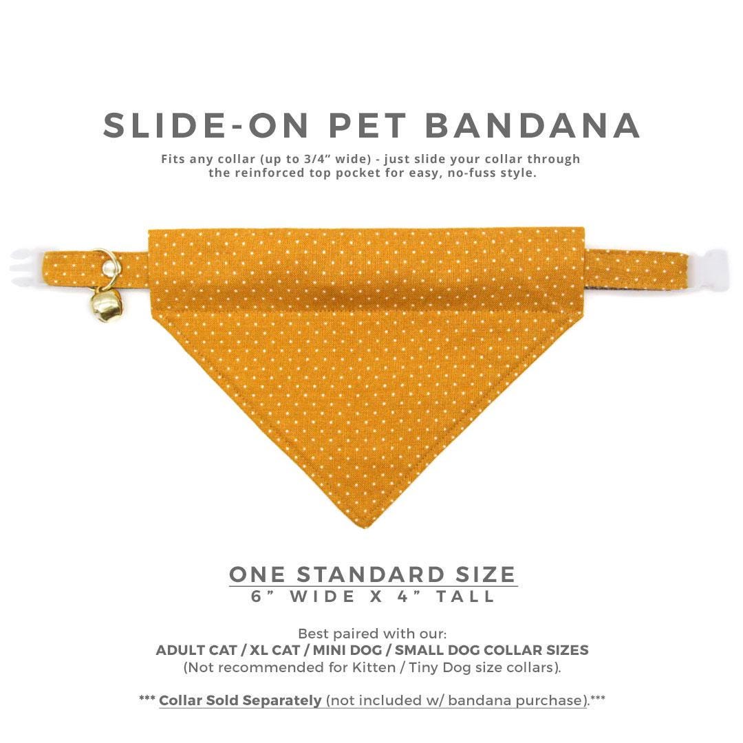 Caramel Cat Bandana - "Toffee" - Gold Polka Dot Bandana for Cat + Small Dog / Fall, Mustard, Tan, Beige / Slide-on Bandana / Over-the-Collar
