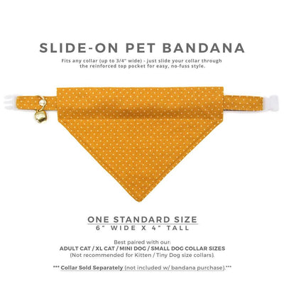 Caramel Cat Bandana - "Toffee" - Gold Polka Dot Bandana for Cat + Small Dog / Fall, Mustard, Tan, Beige / Slide-on Bandana / Over-the-Collar