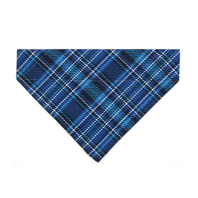 Plaid Cat Bandana - "Echo Peak" - Blue Bandana for Cat + Small Dog / Fall, Winter, Male, Masculine / Slide-on Bandana / Over-the-Collar