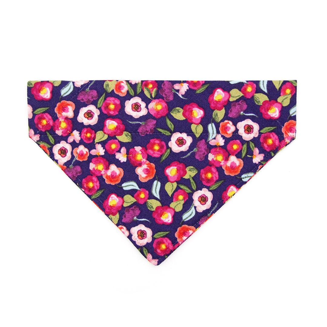Purple Cat Bandana - "Plum Blossom" - Floral Bandana for Cat + Small Dog / Girl Cat, Feminine / Slide-on Bandana / Over-the-Collar