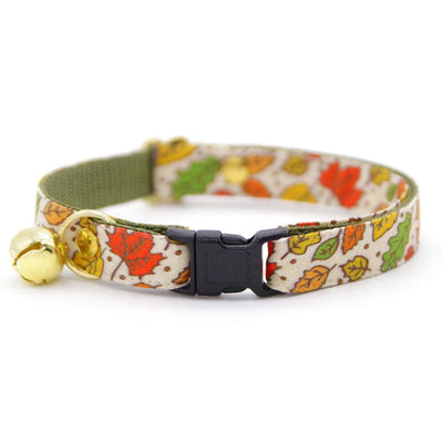 Cat Collar - "Autumn Aura" - Fall Oak & Maple Leaf Cat Collar / Fall, Thanksgiving / Breakaway Buckle or Non-Breakaway / Cat, Kitten + Small Dog Sizes