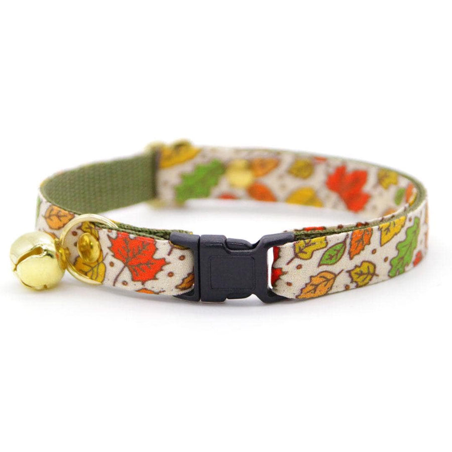 Cat Collar - "Autumn Aura" - Fall Oak & Maple Leaf Cat Collar / Fall, Thanksgiving / Breakaway Buckle or Non-Breakaway / Cat, Kitten + Small Dog Sizes