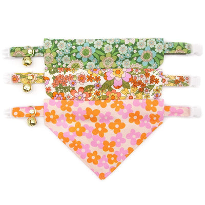 Cat Collar - "Sage Garden" - Retro Floral Botanical Green Cat Collar / Breakaway Buckle or Non-Breakaway / Cat, Kitten + Small Dog Sizes