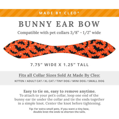 Cat Collar & Bunny Ear Bow Set - "Batty Babe - Orange" - Halloween Bat Cat Collar w/ Matching Bunny Bow Tie / Tie-On Scarf / Cat, Kitten + Small Dog Sizes