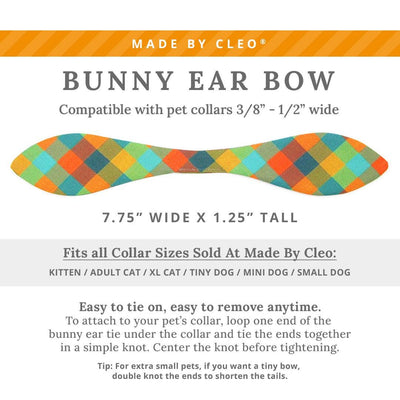 Cat Collar & Bunny Ear Bow Set - "Twilight Timber" - Plaid Cat Collar w/ Matching Bunny Bow Tie / Fall, Cabincore / Tie-On Scarf / Cat, Kitten + Small Dog Sizes