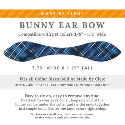 Cat Collar & Bunny Ear Bow Set - "Echo Peak" - Plaid Dark Blue Cat Collar w/ Matching Bunny Bow Tie / Fall & Winter / Tie-On Scarf / Cat, Kitten + Small Dog Sizes