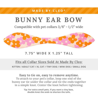 Cat Collar & Bunny Ear Bow Set - "Petal Pop" - Orange Pink Floral Cat Collar w/ Matching Bunny Bow Tie / Fall, Spring, Summer / Tie-On Scarf / Cat, Kitten + Small Dog Sizes