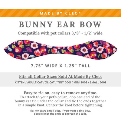 Cat Collar & Bunny Ear Bow Set - "Plum Blossom" - Floral Purple Cat Collar w/ Matching Bunny Bow Tie / Tie-On Scarf / Cat, Kitten + Small Dog Sizes