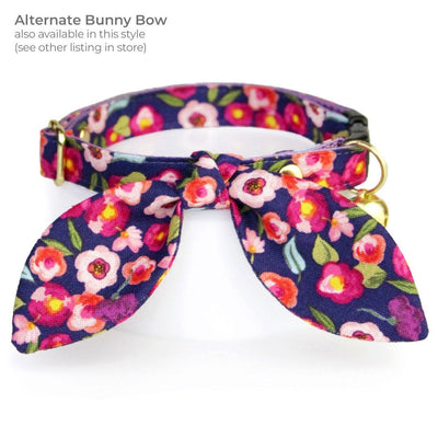 Bow Tie Cat Collar Set - "Plum Blossom" - Floral Purple Cat Collar with Bow Tie / Cat, Kitten, Small Dog Sizes