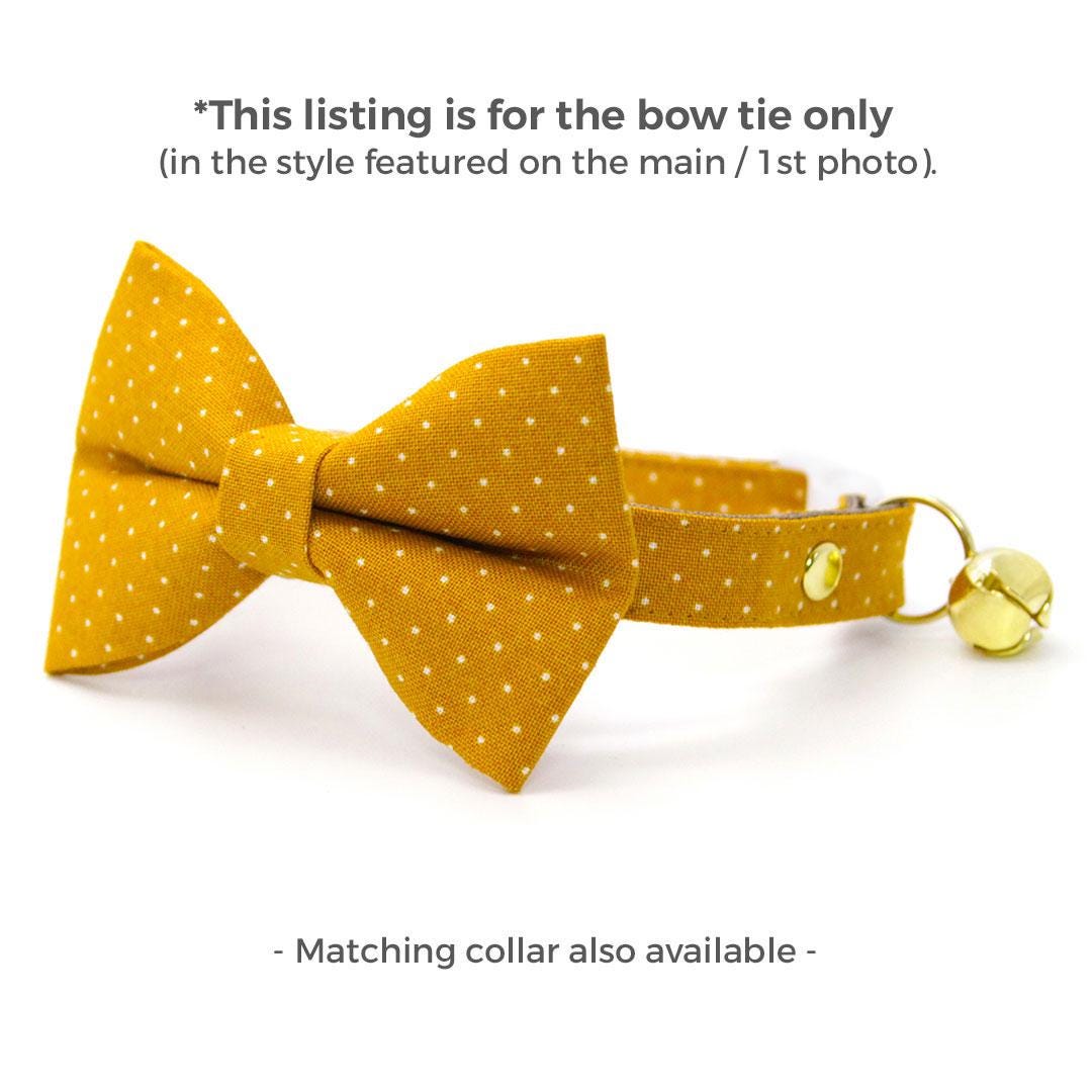 Caramel Cat Bow Tie - "Toffee" - Gold Polka Dot Bow Tie for Cat Collar / Fall, Mustard, Yellow, Wedding / Cat, Kitten + Small Dog Bowtie