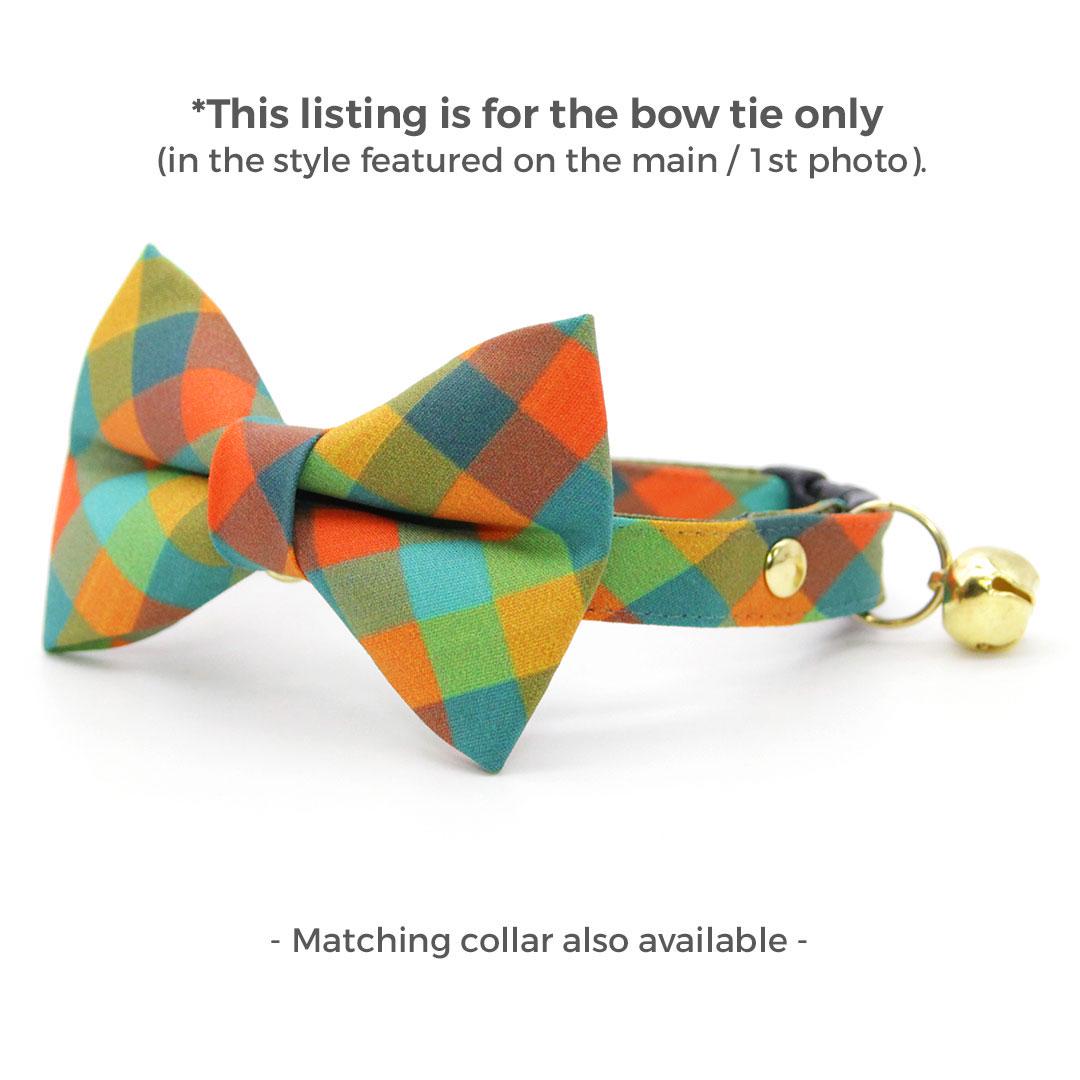 Plaid Cat Bow Tie - "Twilight Timber" - Cabincore Bow Tie for Cat Collar / Fall, Preppy, Thanksgiving, Male Cat / Cat, Kitten + Small Dog Bowtie