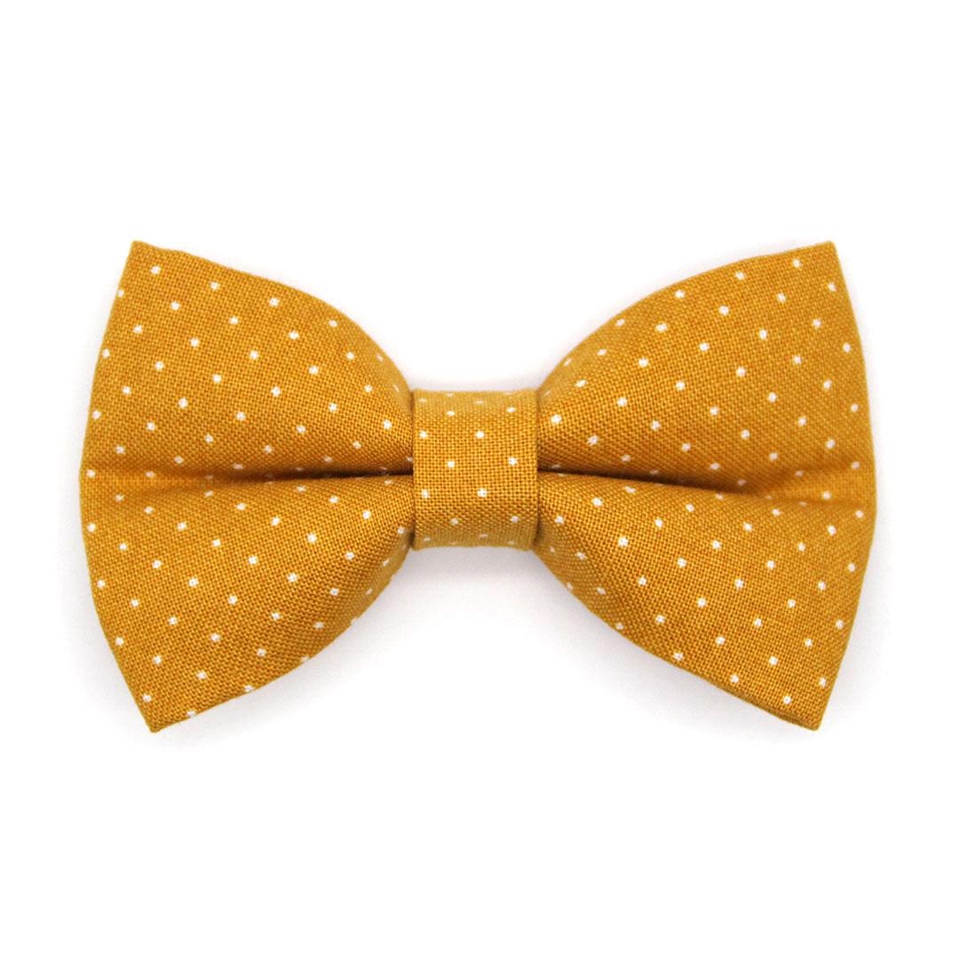 Bow Tie Cat Collar Set - "Toffee" - Gold Caramel Polka Dot Cat Collar with Bow Tie / Fall, Thanksgiving, Mustard, Yellow / Cat, Kitten, Small Dog Sizes