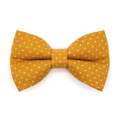 Bow Tie Cat Collar Set - "Toffee" - Gold Caramel Polka Dot Cat Collar with Bow Tie / Fall, Thanksgiving, Mustard, Yellow / Cat, Kitten, Small Dog Sizes