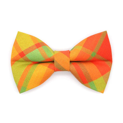 Fall Bow Tie Cat Collar Set - "Cider Hill" - Red Green Orange Plaid Cat Collar with Bow Tie / Autumn, Thanksgiving / Cat, Kitten, Small Dog Sizes